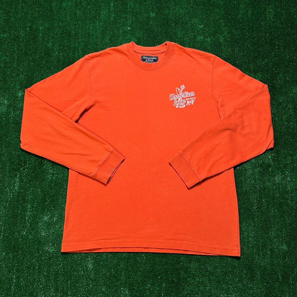 Vintage Y2K Abercrombie & Fitch Moose River Lodge Graphic Shirt Deep Orange L